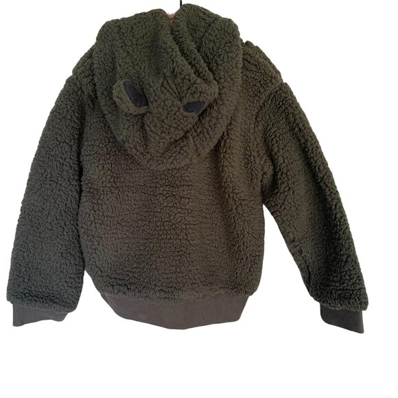 NWT Boboli Olive Green Cat Ear Sherpa Cardigan 4 - Picture 7 of 7